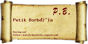Petik Borbála névjegykártya