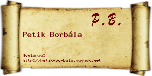 Petik Borbála névjegykártya